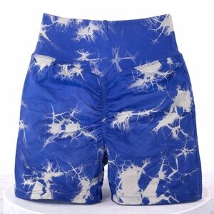 Amazon Gym Shorts - Biker - Blue & white Tie-Dye Scrunch Butt – Activewear